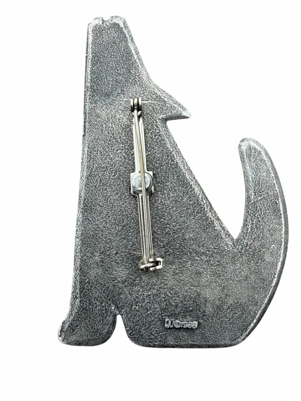 VINTAGE 1988 JJ JONETTE PEWTER COYOTE BROOCH SOUTHWESTERN SANTA FE STYLE SIGN